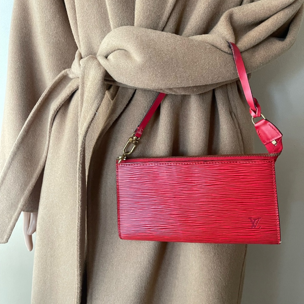 Authentic Louis Vuitton Epi red Pochette accessories pouch